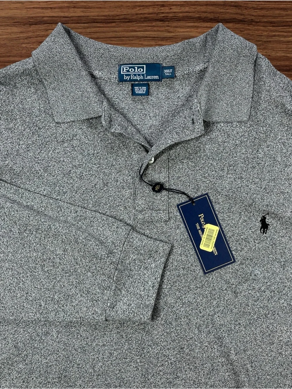 Polo Ralph Lauren Men’s Vintage Gray Long Sleeve Polo Short. Size 3XLT